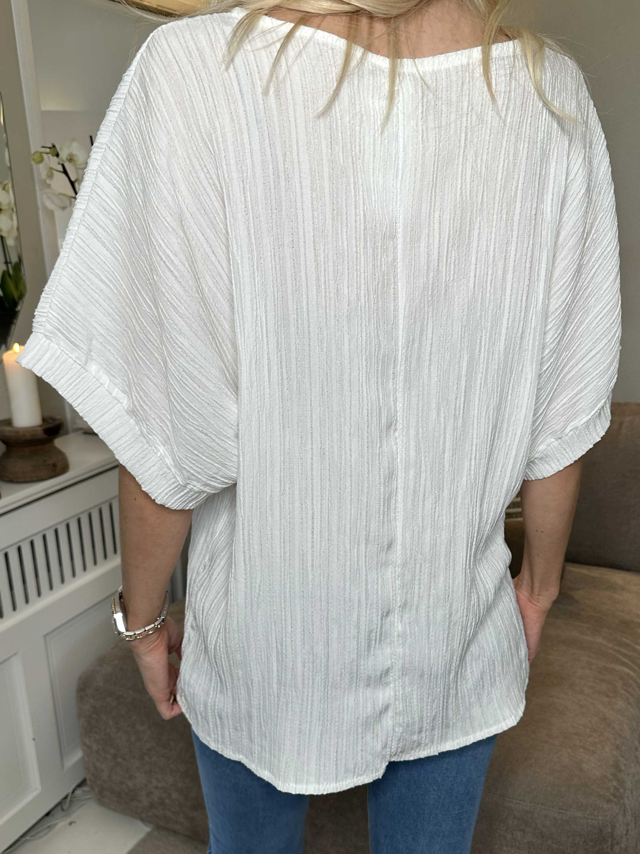 Cindy - Enfärgad blus i crepe-look - Turquoise